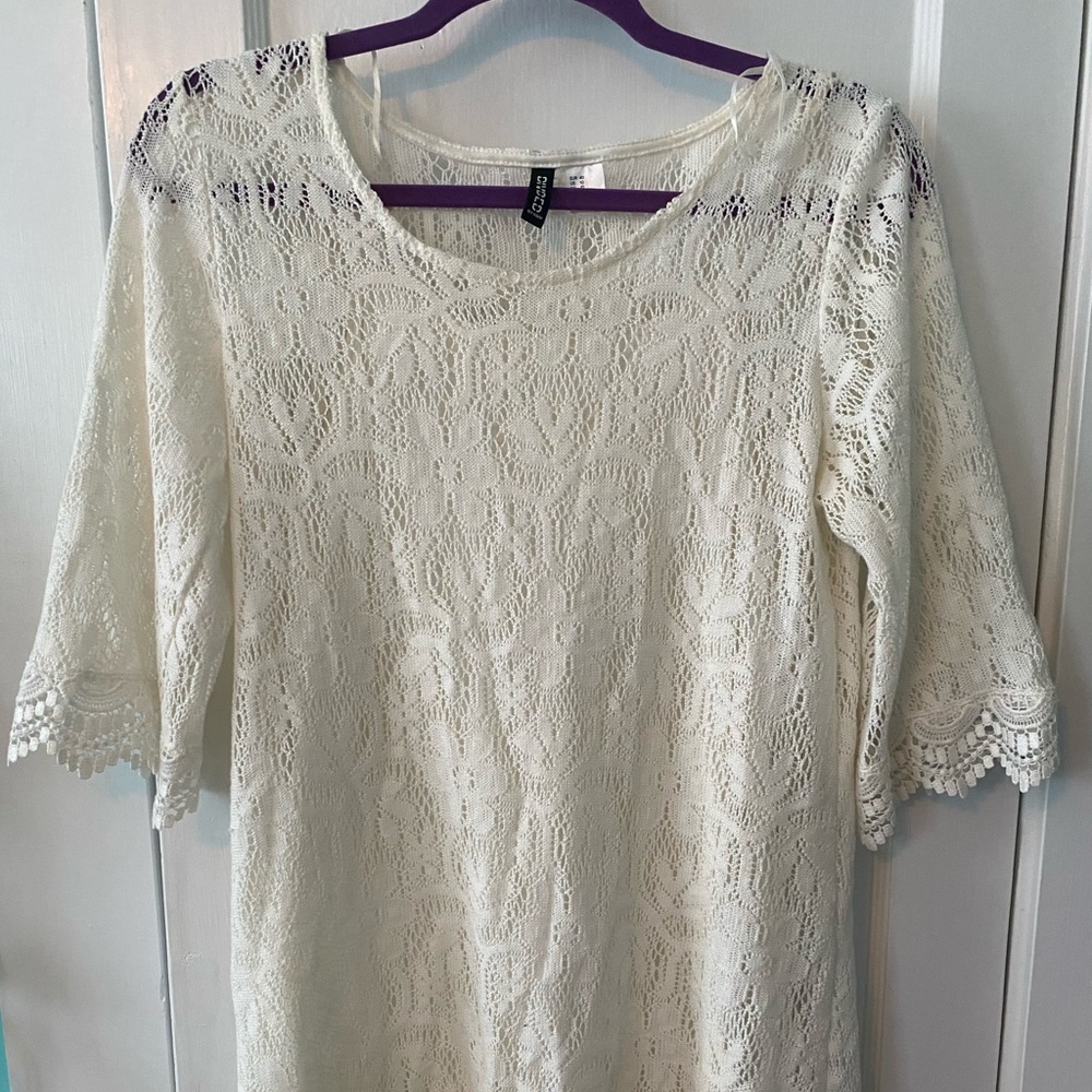 Divided White Lace Dress